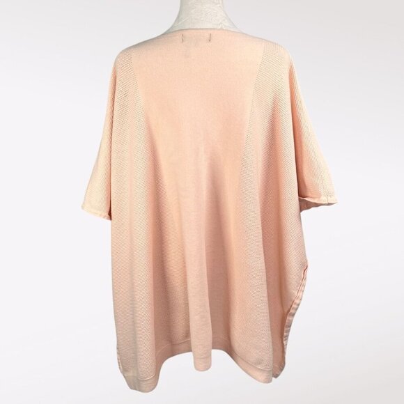 Donna Karan Blush Pink Knit Sweater Poncho Side Tie Medium Large - Picture 6 of 11